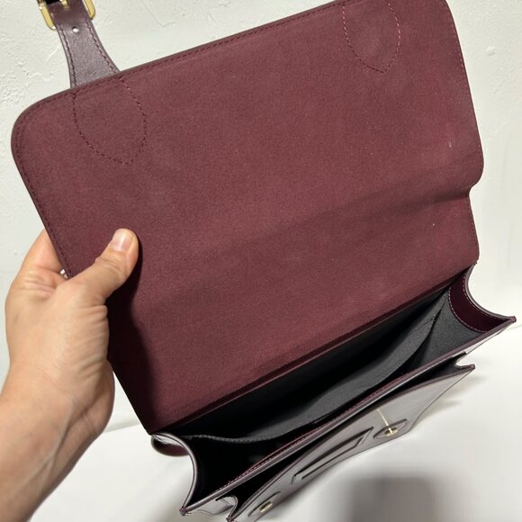 La Seine Burgundy Leather Backpack Satchel With Adjustable Straps - Picture 10 of 13